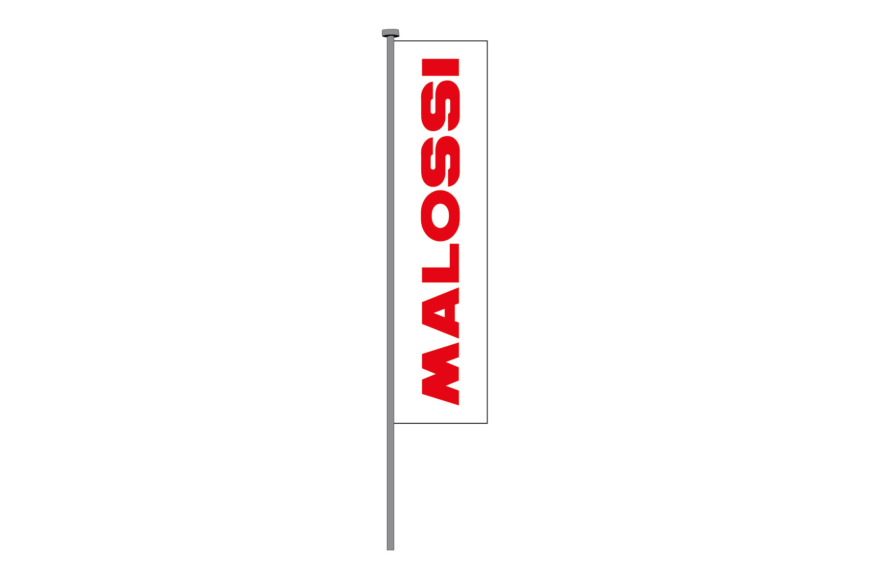 Bandiera Di Colore Bianco Con Logo Malossi Rosso Dimensioni 70 X 2 Cm Dettaglio Prodotto Malossistore