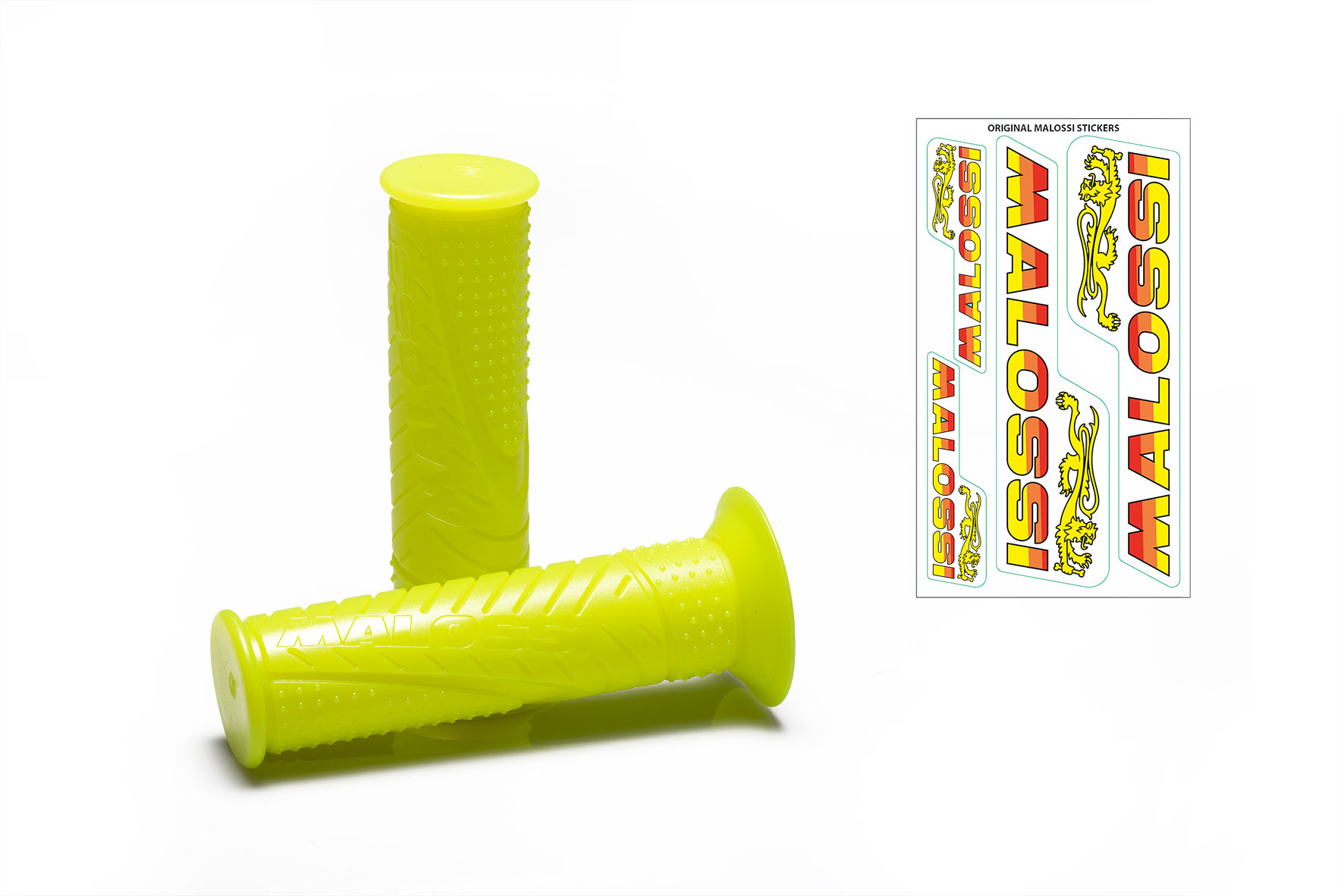 2 malossi mhr fluo yellow grips - model with side fastening - MalossiStore